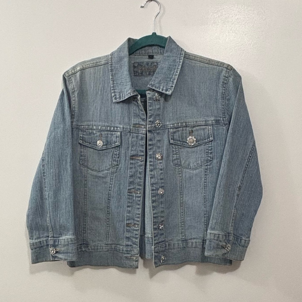 Vintage Younique Jean Jacket assorted gem buttons size large